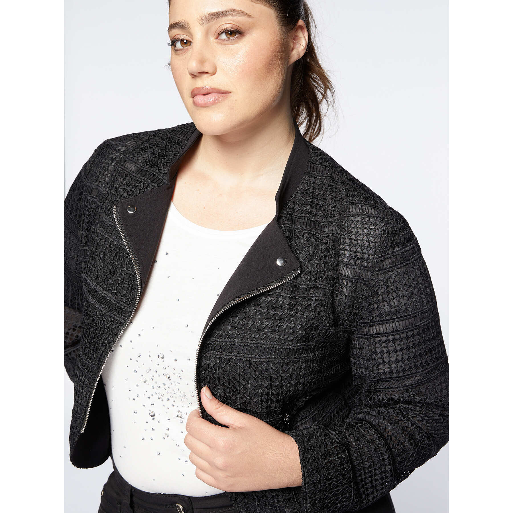 Fiorella Rubino - Chaqueta corta de macramé - Negro