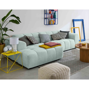 Ray - canapé d'angle gauche - 4 places - en tissu texturé - Bleu