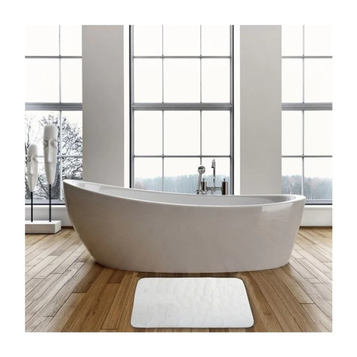 Tapis de bain Microfibre PEBBLE 50x80cm Blanc MSV