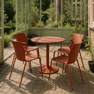 Lot de 4 fauteuils de table en polypropylène et métal brique MONTAUK
