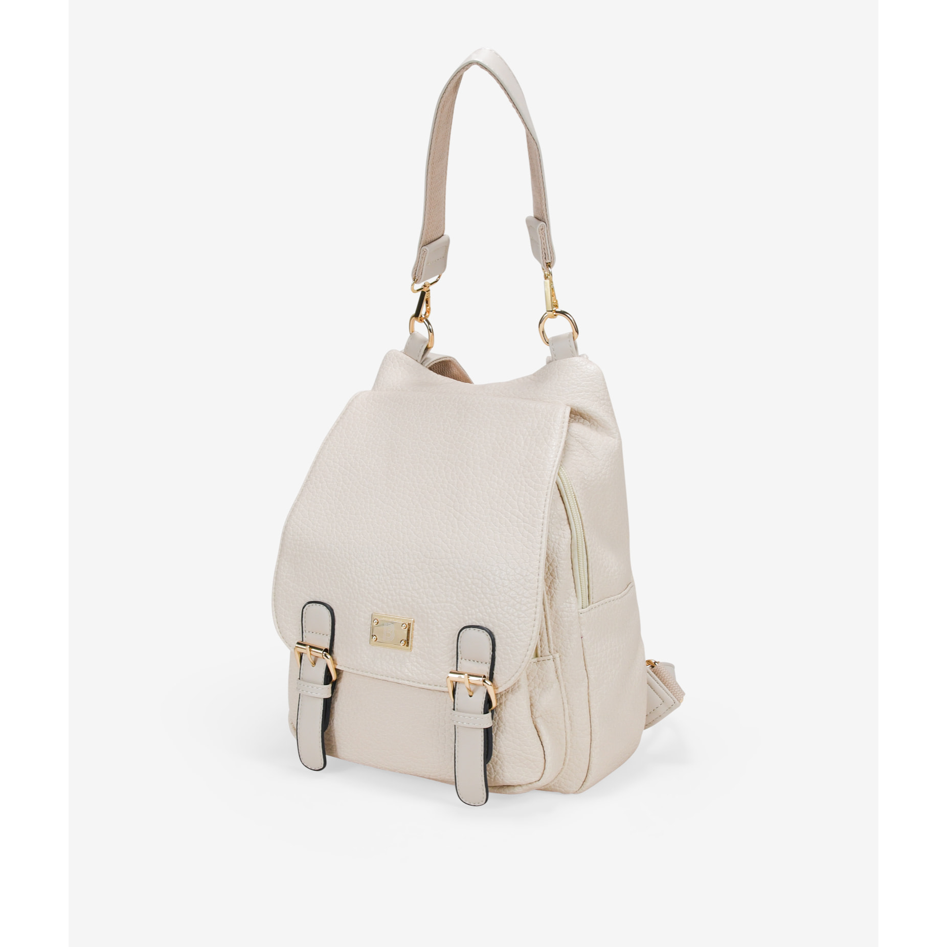 Mochila deportiva piedra con solapa y hebillas