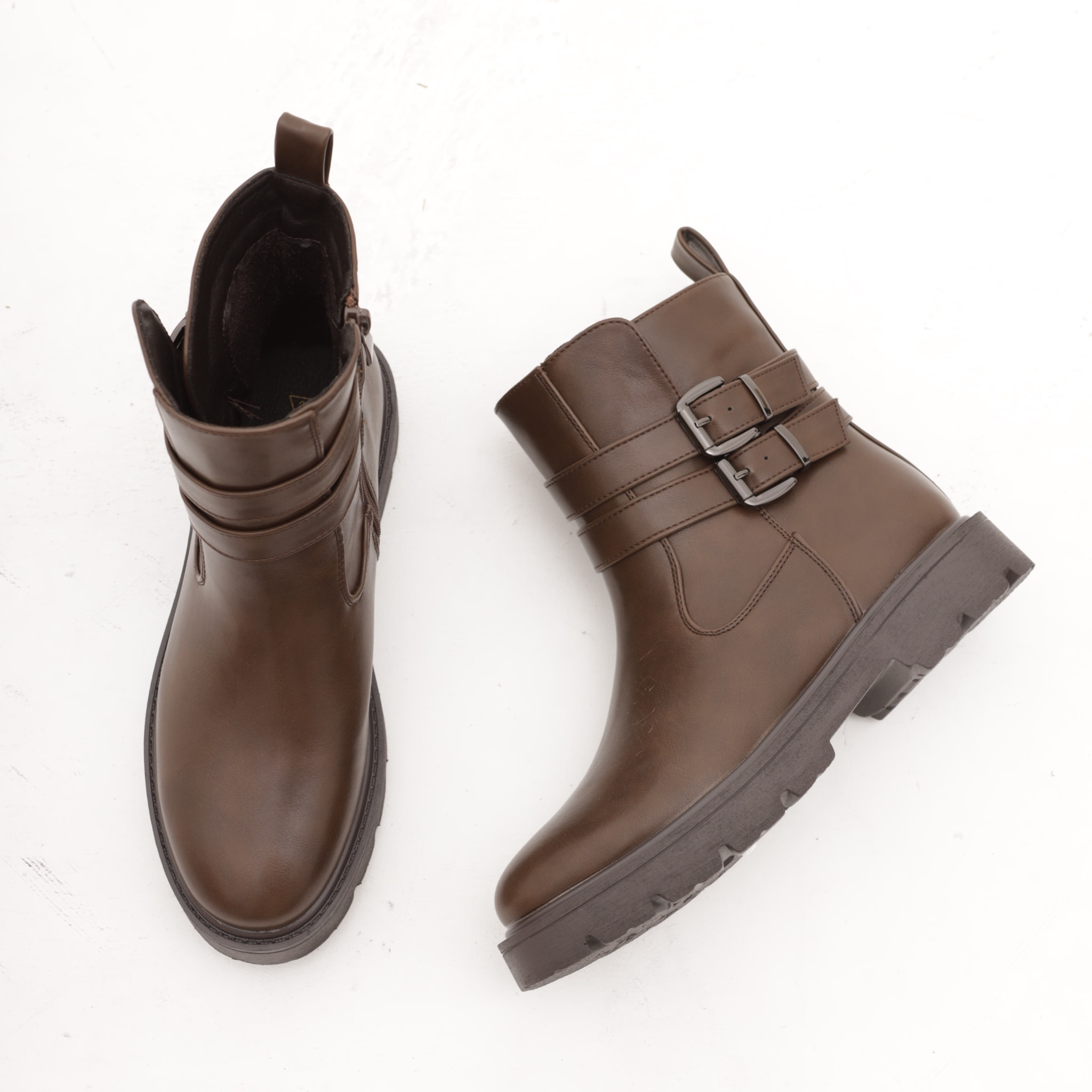 STIVALETTO BASSO DUE CINTURINI TESTA DI MORO