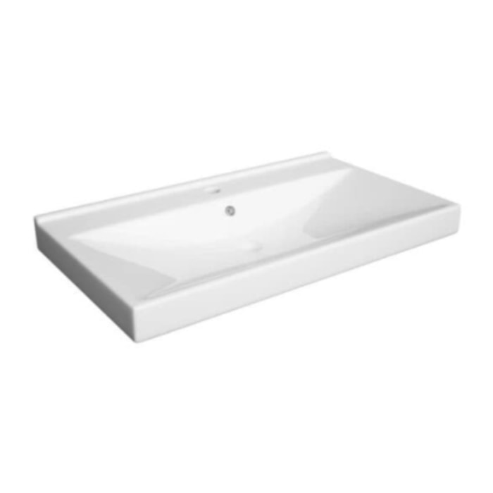 Stilla 81x46x6,5 cm lavabo en céramique pour meubles, avec trop-plein, blanc (VERSO80)