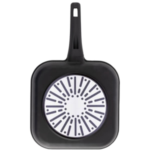 Juego de 2 Cacerolas Bajas Ø20cm (2,2L) + Ø28cm (4,2L) con tapas en Aluminio forjado + Sartén grill 28x28cm en aluminio fundido Copper Bergner