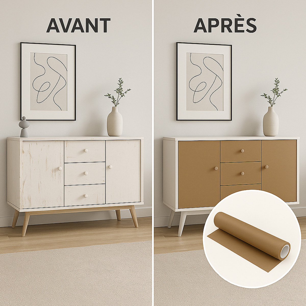 Rouleau adhésif décoratif Vinyle au Mètre - Cuivre - Sticker Lavable Imperméable Mur Cuisine Meubles