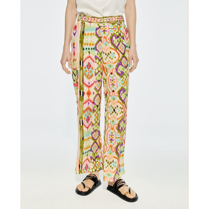 Pantaloni seta stampa culotte