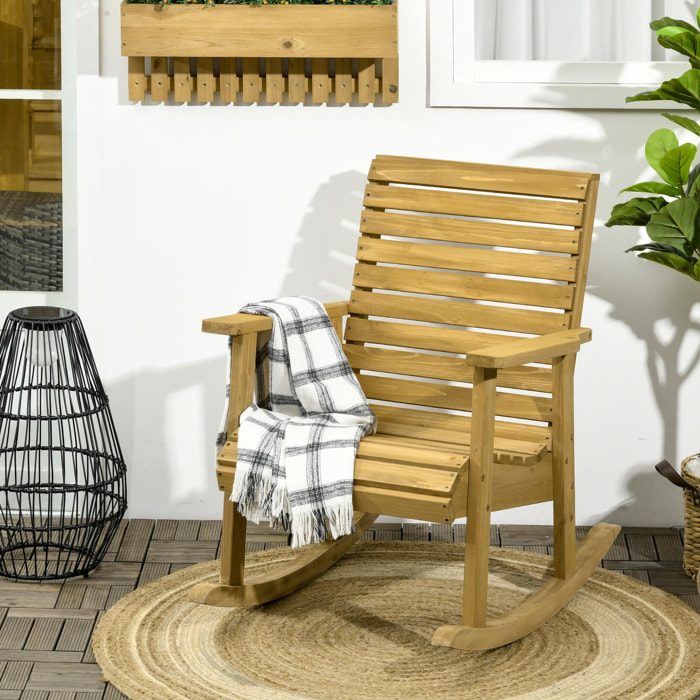 Fauteuil de jardin à bascule rocking chair style néo-rétro bois sapin autoclave