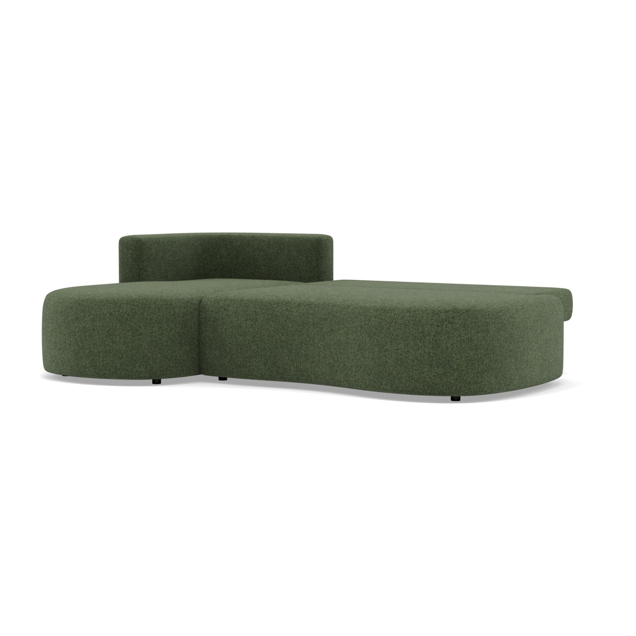 Mahina - canapé d'angle gauche 4 places convertible avec coffre en tissu texturé - Vert