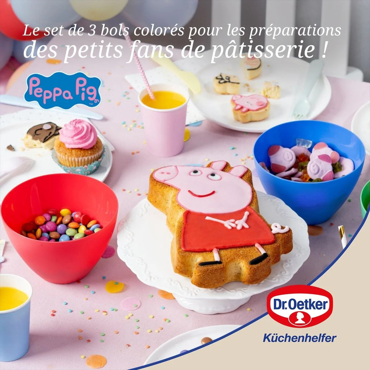 Set de 3 bols pour cuisiner avec les enfants Dr. Oetker Peppa Pig