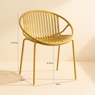 Lot de 4 fauteuils de table extérieur ocre en polypropylène et métal CALYPSO