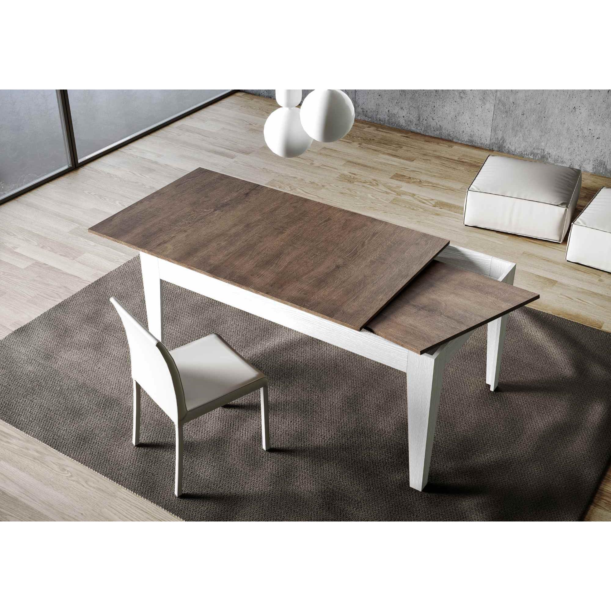 Tavolo allungabile 90x160/220 cm Cico Mix piano Noce - base Bianco Frassino