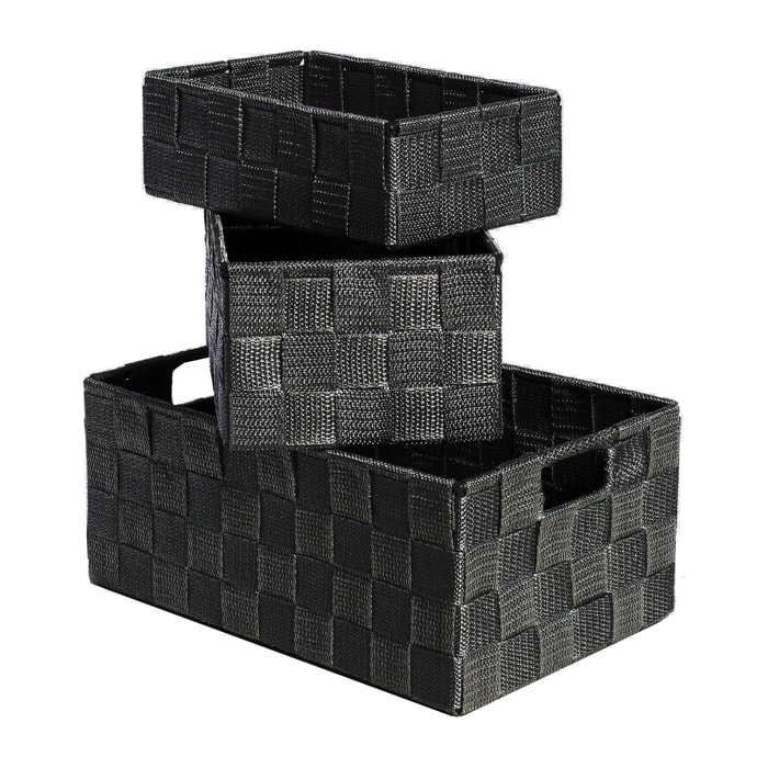 Set 3 Contenitore Rattan Easy Nero