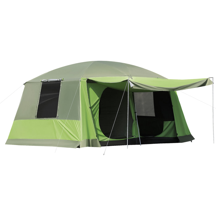 Tente de camping familiale avec porche 4 à 8 personnes sac de transport inclus vert