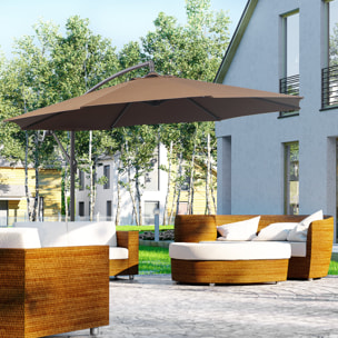 Parasol Excéntrico Ø 295 cm Sombrilla de Jardín con Ángulo Ajustable Base Cruzada y Manivela Sombrilla para Terraza Patio Café