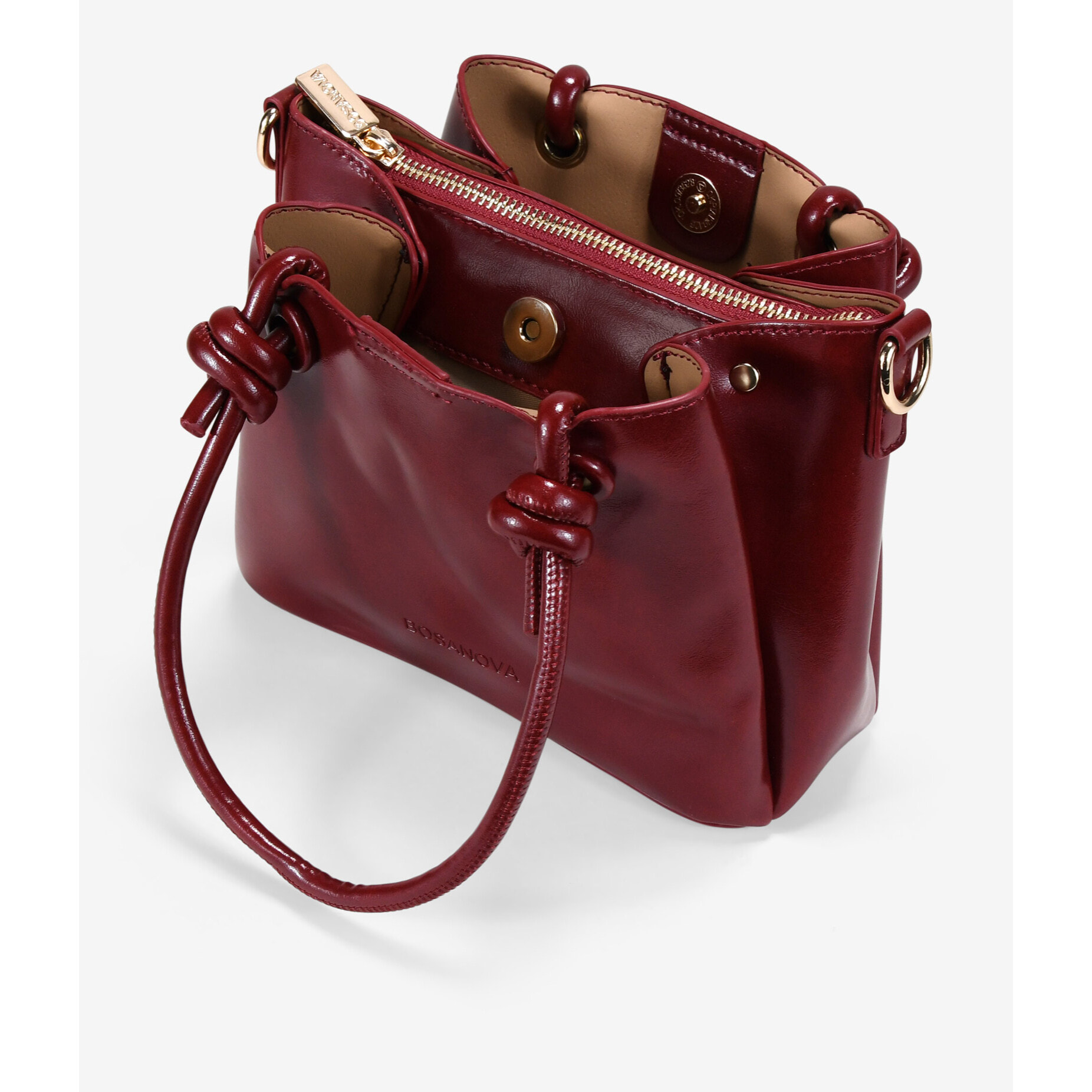 Bolso de mano rojo acharolado