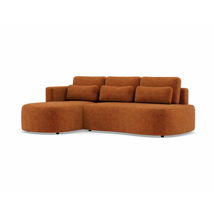 Mahina - canapé d'angle gauche 4 places convertible avec coffre en tissu texturé - Terracotta