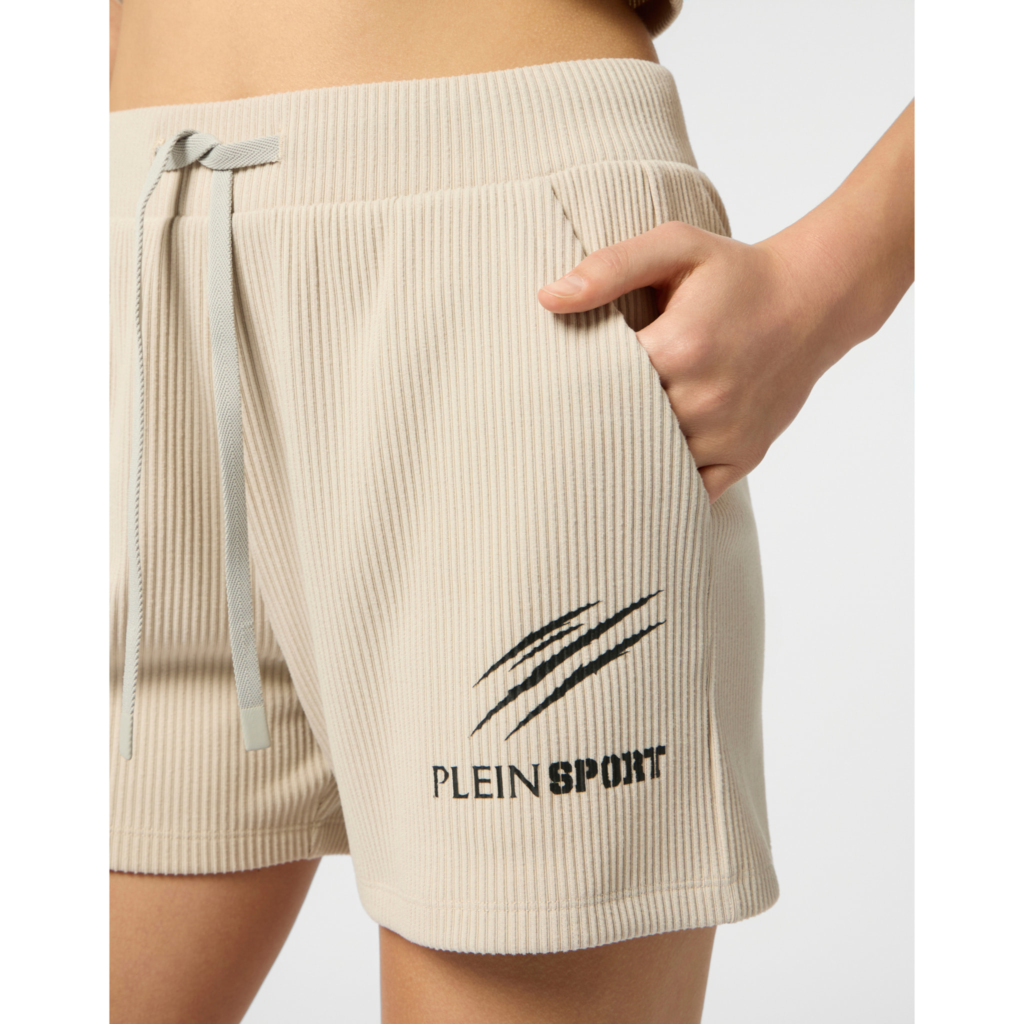PLEIN SPORT Ribbed Loose Fit Shorts Scratch