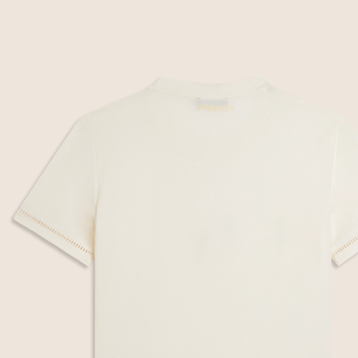 T-shirt Girocollo con Ricamo Traforato del Logo