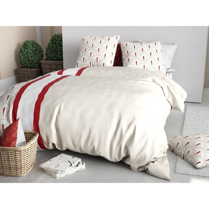 Parure housse de couette imprimée + 2 taies Rubis