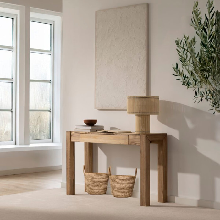 Meuble d'entrée Hiba -bois massif d'araucaria-couleur lixa 120 x 75 x 35 cm