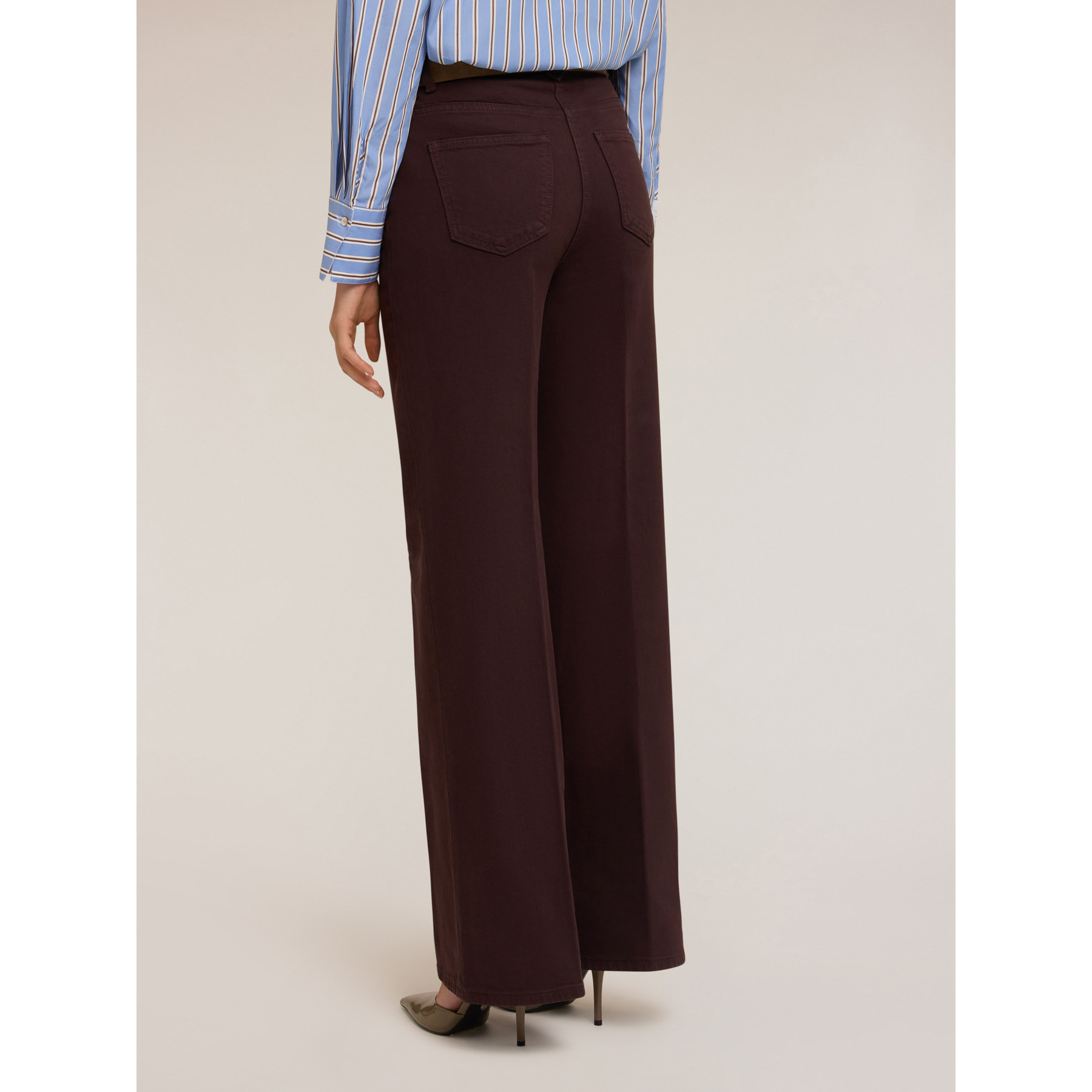 Motivi - Pantaloni palazzo in cotone - Marrone