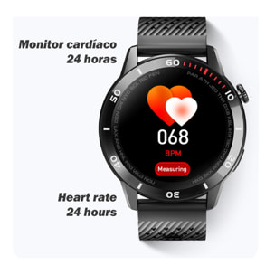 Smartwatch V93 con notificaciones en pantalla. Monitor cardiaco automático, de tensión y oxígeno en sangre.