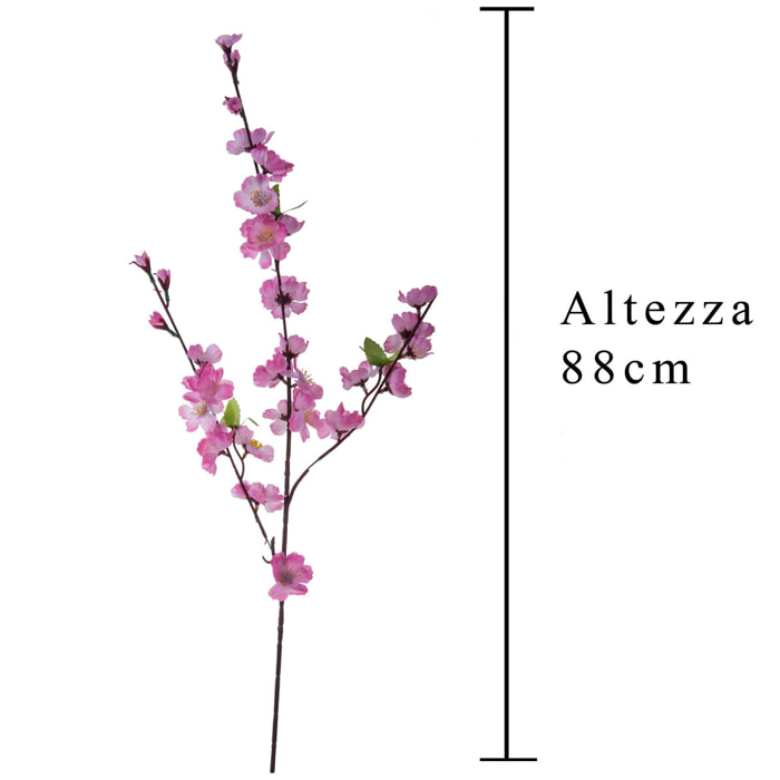 Pesco Con 3 Diramazioni. Altezza 88 Cm - Pezzi 12 - 20X88X4cm - Colore: Rosa - Bianchi Dino - Fiori Artificiali