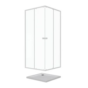 Pack porte de douche coulissante blanc de 78 à 90x185cm + receveur 80x80 - WHITY SLIDE