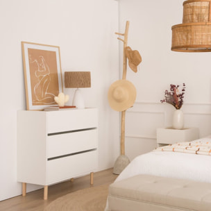 Commode Canes -tableau technique stratifié-couleur blanc mat/naturel 82 x 85 x 40 cm