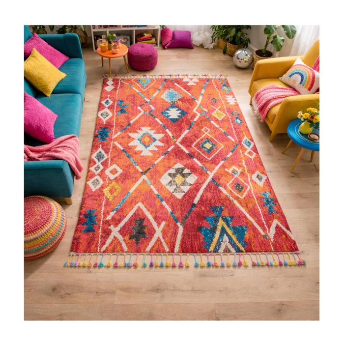 Tapis GIba rouge motif traditionnel berbère