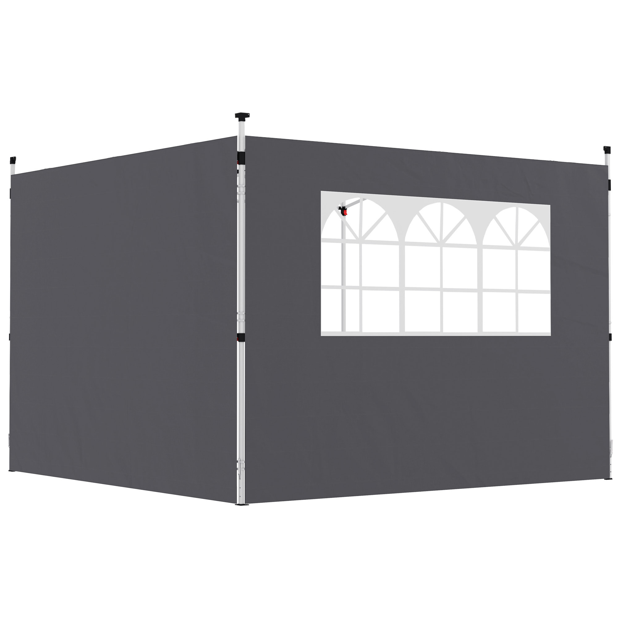 2 Paredes Laterales para Carpas de 3 x 3 m, 300x200 cm, Paredes Laterales de Repuesto para Cenador de Tela Oxford con Ventana, para Jardín, Exteriores, Fiestas, Gris Oscuro