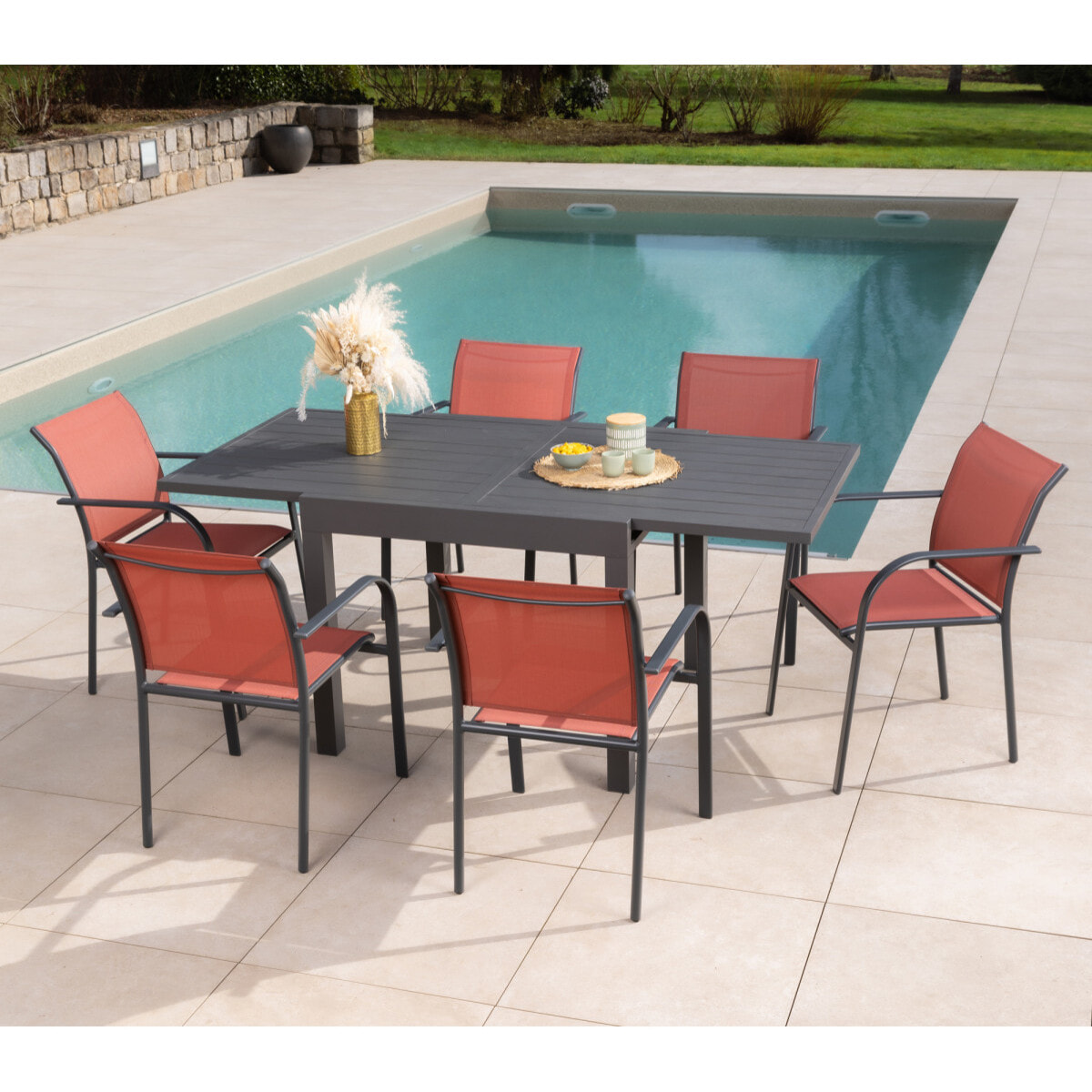 Ensemble table et chaises de jardin  - terracotta - HONFLEUR BEZIERS