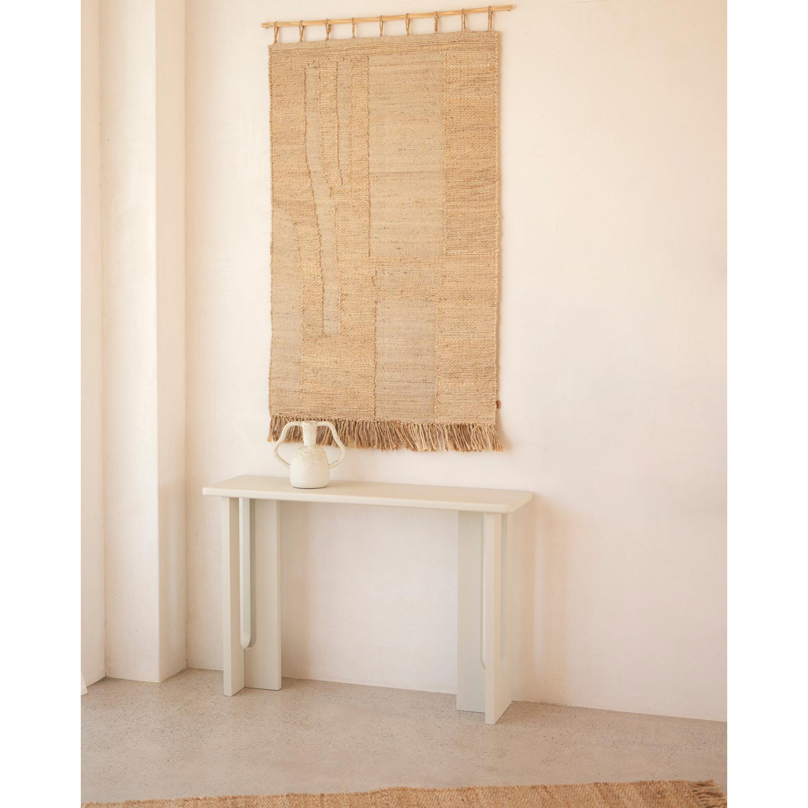 Console en microciment en 120x33cm Hauteur: 80 Longueur: 120 Largeur: 33