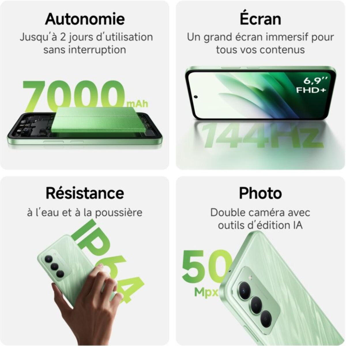 Smartphone XIAOMI Redmi 15 Vert 256Go 5G