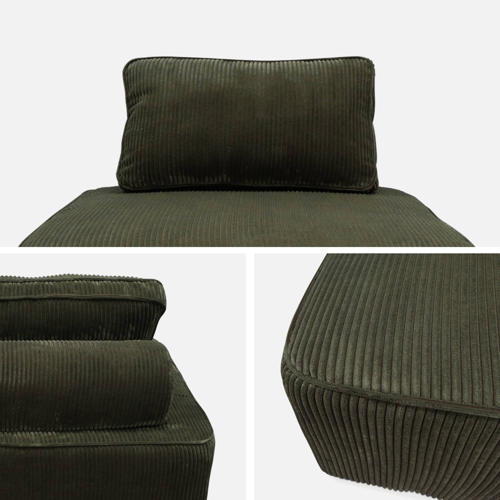 Lot de 2 chauffeuses pour canapé modulable velours côtelé vert foncé avec un coussin
