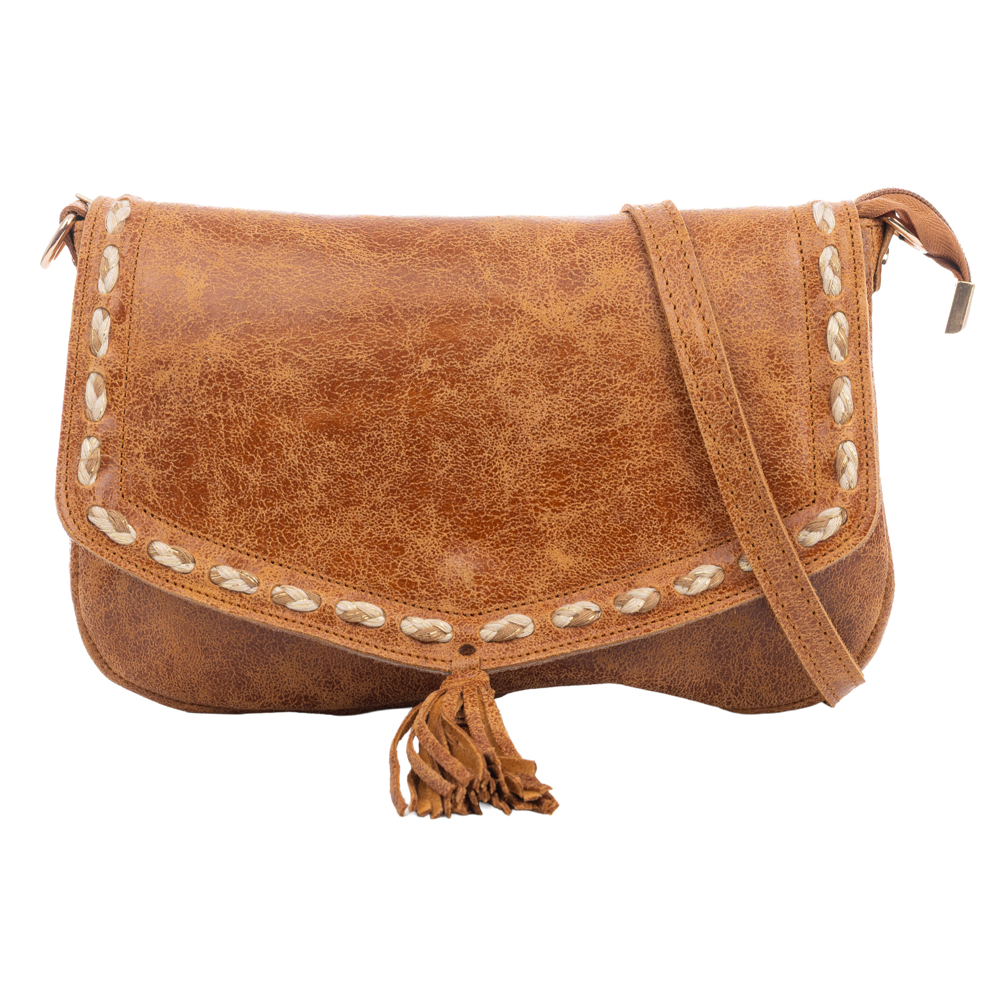 Belmonte Bolso bandolera Mujer. Piel auténtica Gamuza Lavado a la Piedra