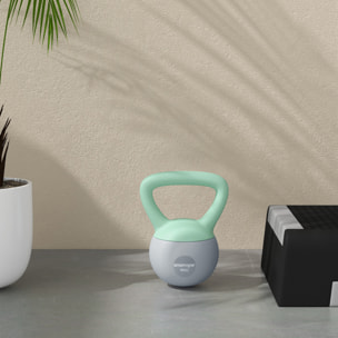 Pesa Rusa 4 kg Soft Kettlebell Relleno de Arena Metálica y Mango Antideslizante para Entrenamiento Culturismo en Casa Gimnasio Verde y Gris