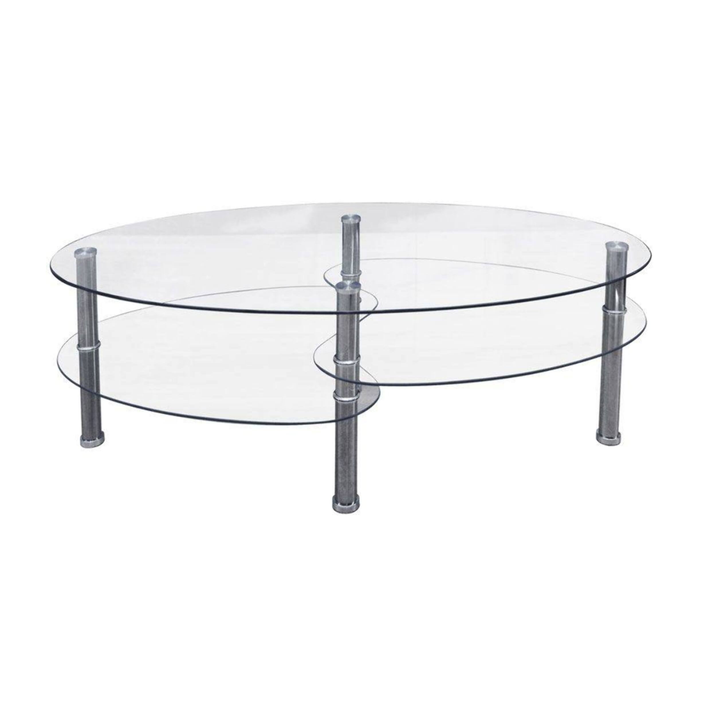 Tavolino moderno a due piani, 100 x 60 x 41, Trasparente