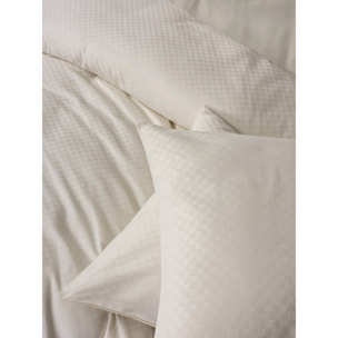 Parure housse de couette et taie(s) d'oreiller coton uni jacquard