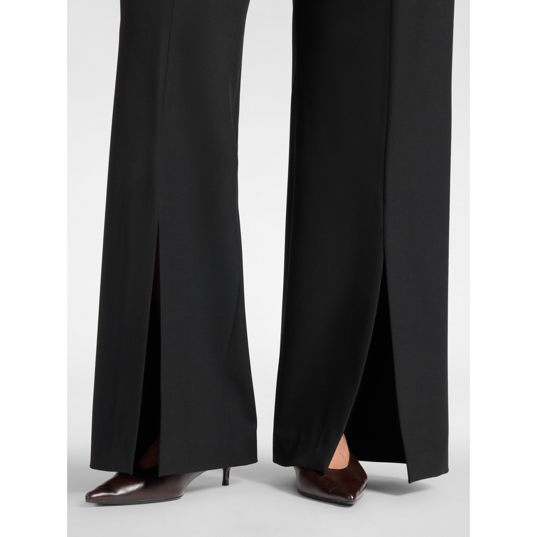 Elena Mirò - Pantaloni flare in flanella con spacchi - Nero