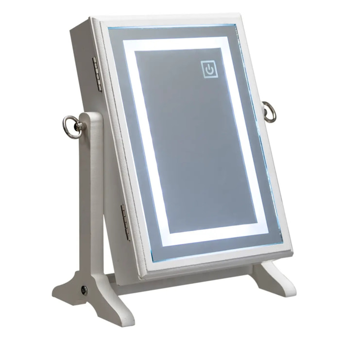 Armoire à bijoux LED "Bettany" en bois blanc 26x35cm