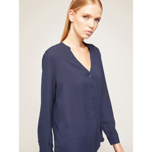 Motivi - Blusa vaporosa con escote serafín - Azul