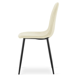 Set di 2 sedie Como in velluto beige con gambe nere