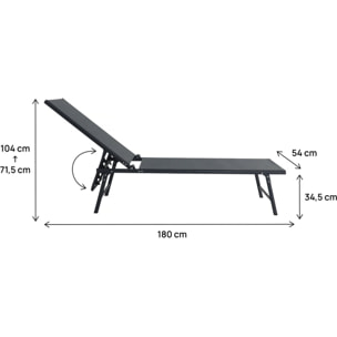 Lot de 2 bains de soleil en métal "Sublima" - 180 x 54 x 104 cm - Anthracite
