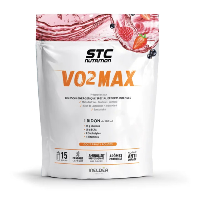 STC NUTRITION - VO2 Max® - Préparation pour boisson énergétique isotonique spécial efforts intenses - 15 doses - 525 g - Fruits rouges