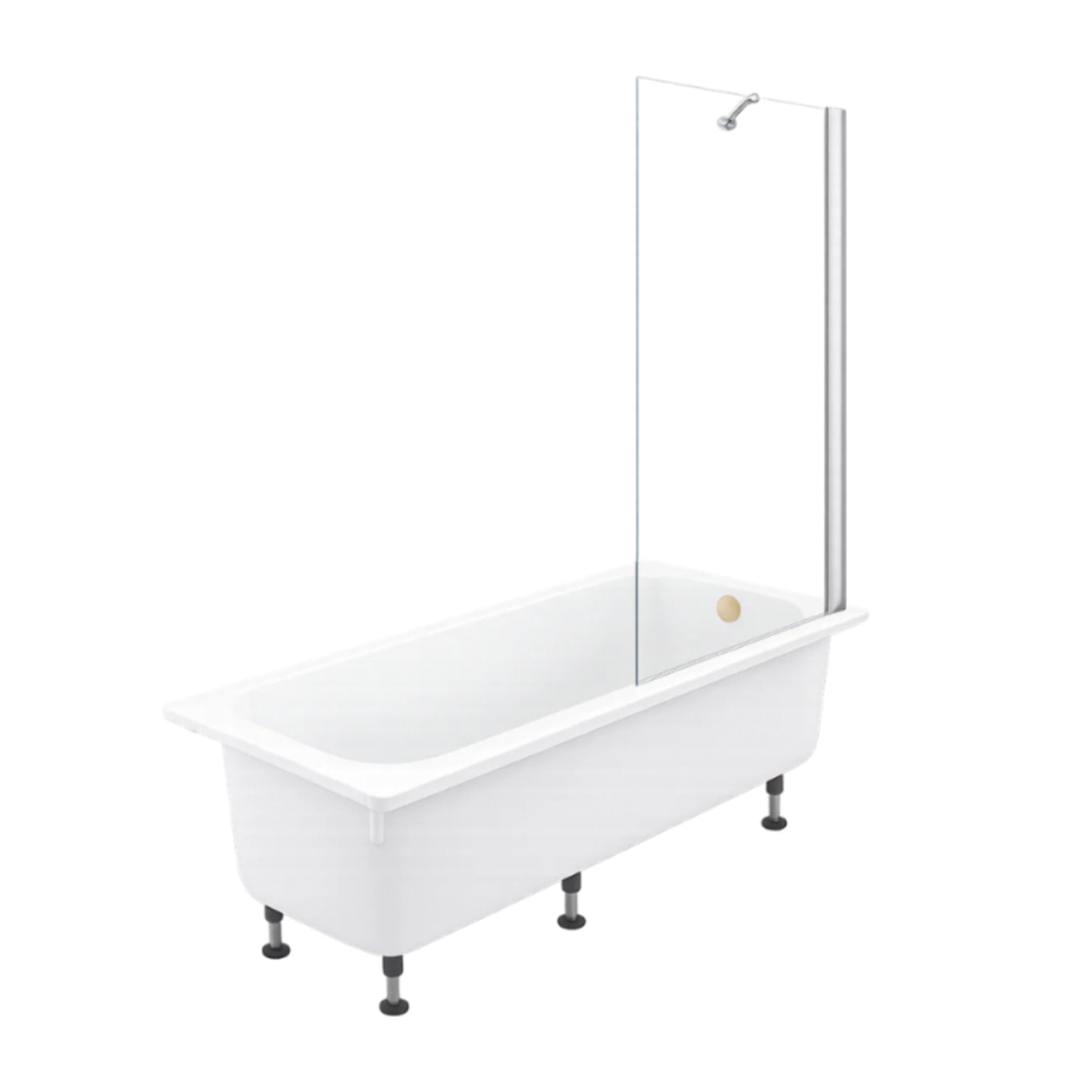 Pack baignoire droite 170 X 75 Brive + pare bain avec vidage doré