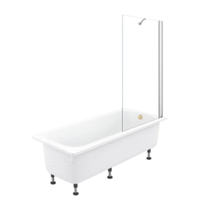 Pack baignoire droite 170 X 75 Brive + pare bain avec vidage doré