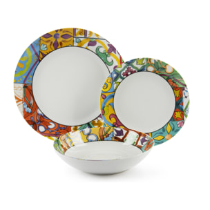 Service de 12 assiettes Excelsa Belem, porcelaine, multicolore