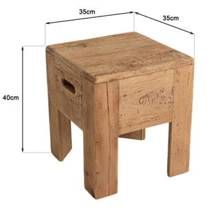 SANDY - Tabouret carré 35x35cm bois Pin recyclé