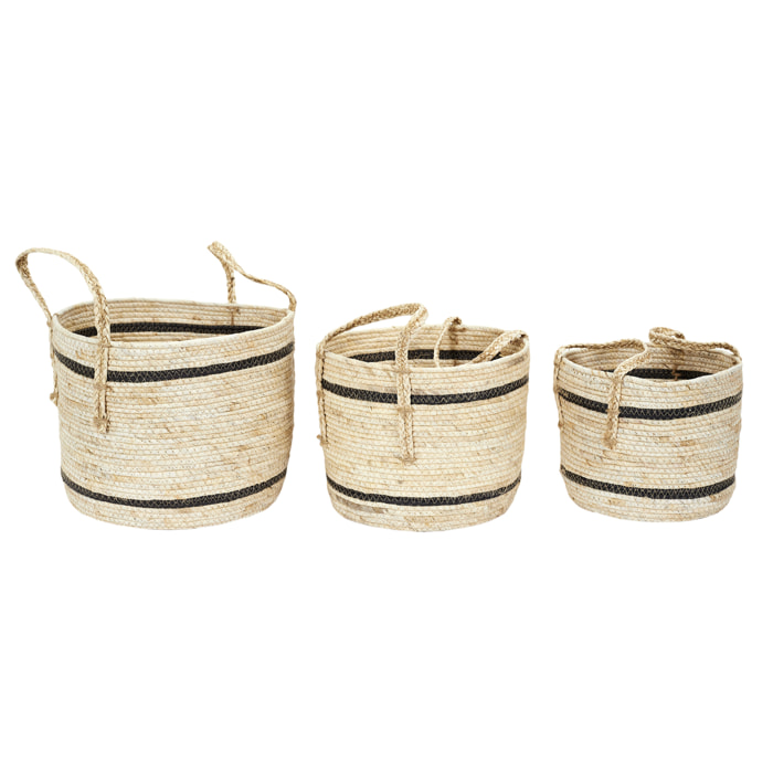 Panier Bicolore Fibre De Mais X3